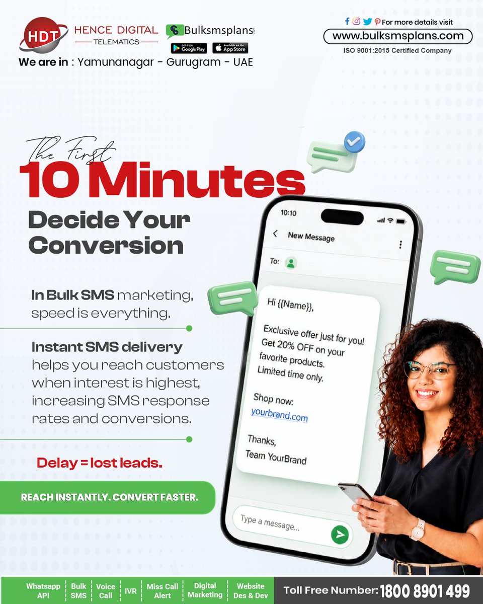 PlansSms's tweet image. The first few minutes decide your conversions. Bulk SMS helps you reach customers instantly and turn leads into sales faster. Act fast. Convert faster.

Book your free demo
 bulksmsplans.com

#bulksms #smsmarketing #leadconversion #customerengagement