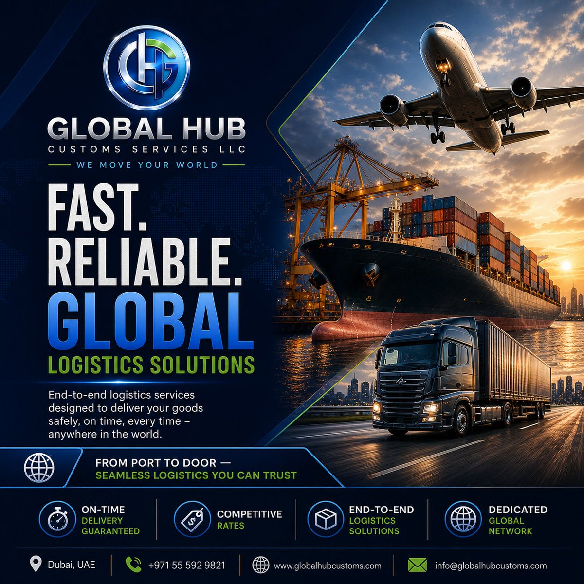 GlobalHubCS's tweet image. Fast. Reliable. Global.

Seamless logistics from port to door.
🚛✈️🚢 Move smarter. Move with us.
#Logistics #Freight #Shipping #SupplyChain #CustomsClearance #ImportExport #GlobalTrade #B2B #InternationalTrade #BusinessGrowth #Operations