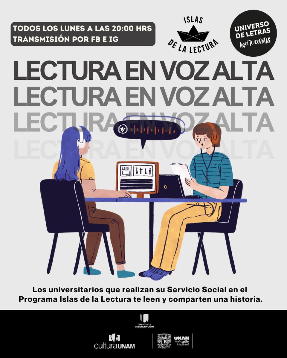 universoUNAM's tweet photo. Los lunes aquí te leemos en voz alta.

#AquíLosUniversitariosCuentan https://t.co/9Gq5FbngKV