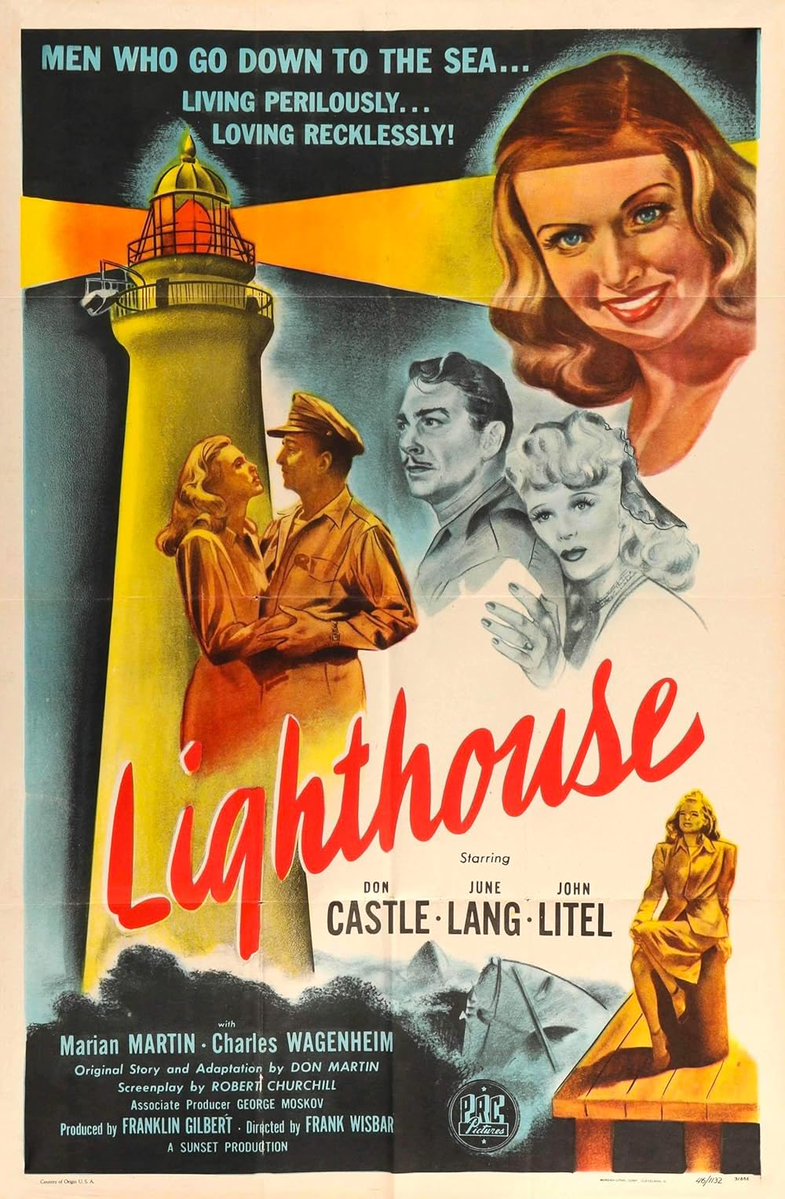 FrankMalfitano's tweet image. FILM OF THE DAY: Good cast in unremarkable but decent 1947 #BMovie #filmnoir about woman #JuneLang who marries nice guy #Lighthouse keeper #JohnLitel to spite his coworker, her BF #DonCastle who turned out to be married #MarionMartin very funny as tough blonde pal of June #1940s