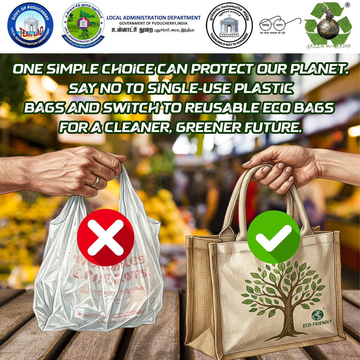 GreenSeo119's tweet image. Choose reusable bags today and help reduce plastic waste. A small daily habit can keep streets cleaner, protect nature, and build a greener future for everyone.

#SayNoToPlastic #ReusableBags #EcoFriendly #GoGreen #BeatPlasticPollution #PlasticFree #SustainableLiving