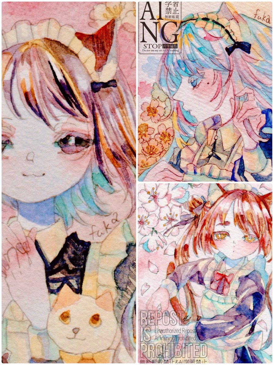 CONntena_2's tweet photo. ARTS*LABo様主催の【猫とメイド展】に参加させていただきます。
会場Gallery CORSO
開催期間5/13～16 (会期初日は作品販売無し。2日目より販売開始) 
開催時間13:00～19:00 ｜初日は16:00スタート
額装4点ATC3点です。

#ARTsLABo https://t.co/o8YNQdUpdK