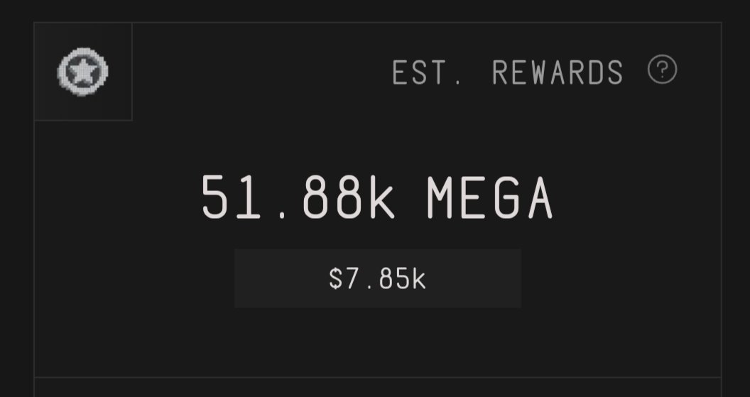 admen_vc_2's tweet photo. 約2万ドル分の $MEGA をコミットして数時間放置するだけで、想定リワードが美味しい額になって、FOMOを駆り立てられそうになるw

ただ、現実的に全てのKPIをクリアするハードルはかなり高いので、実際のリターンはあつ森さんが算出した水準の×2〜3（短期で2〜3個クリア想定）くらいに落ち着きそう。 https://t.co/NZ2EoGDE4p