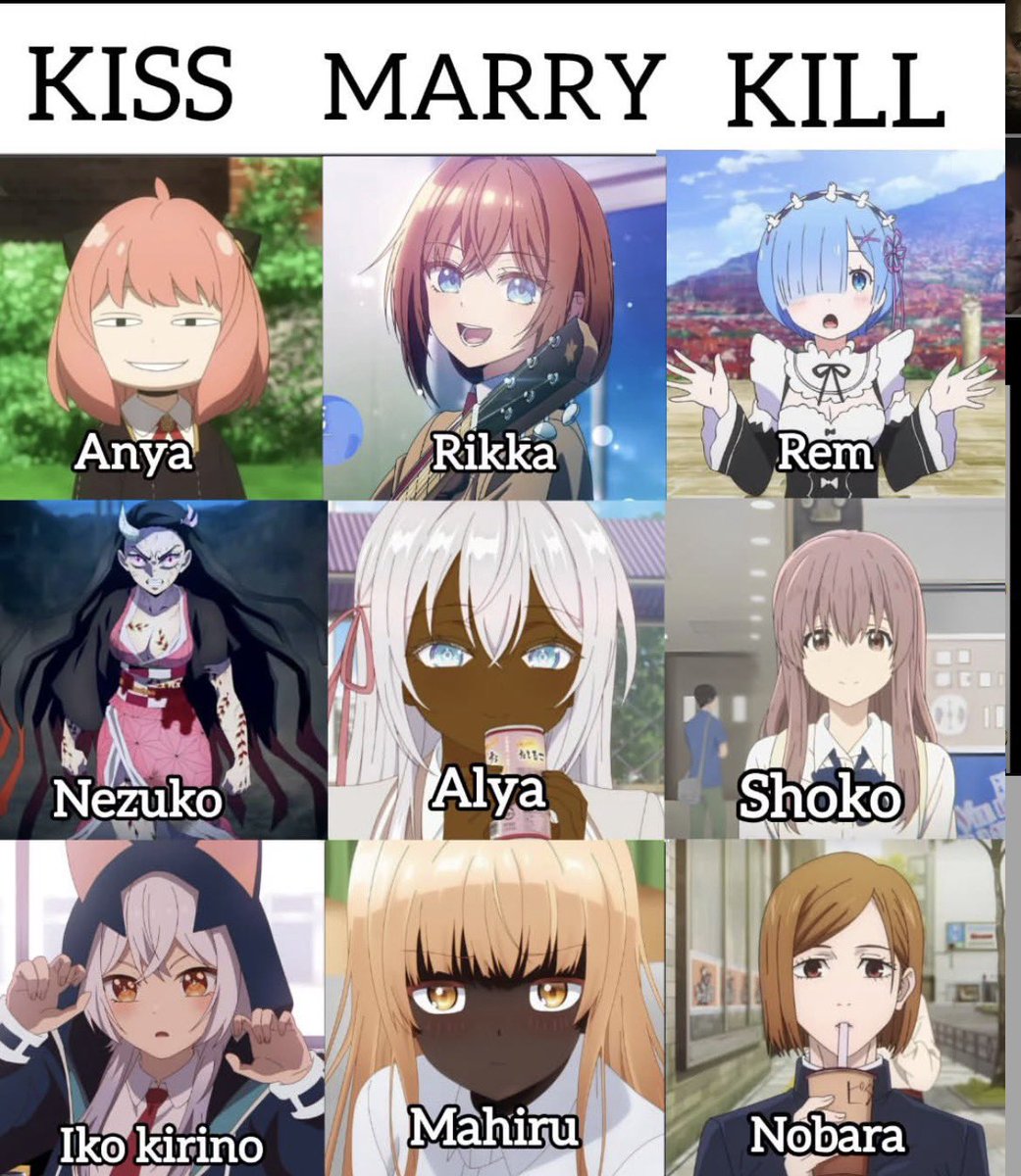 Who will you kiss, Marry and kill