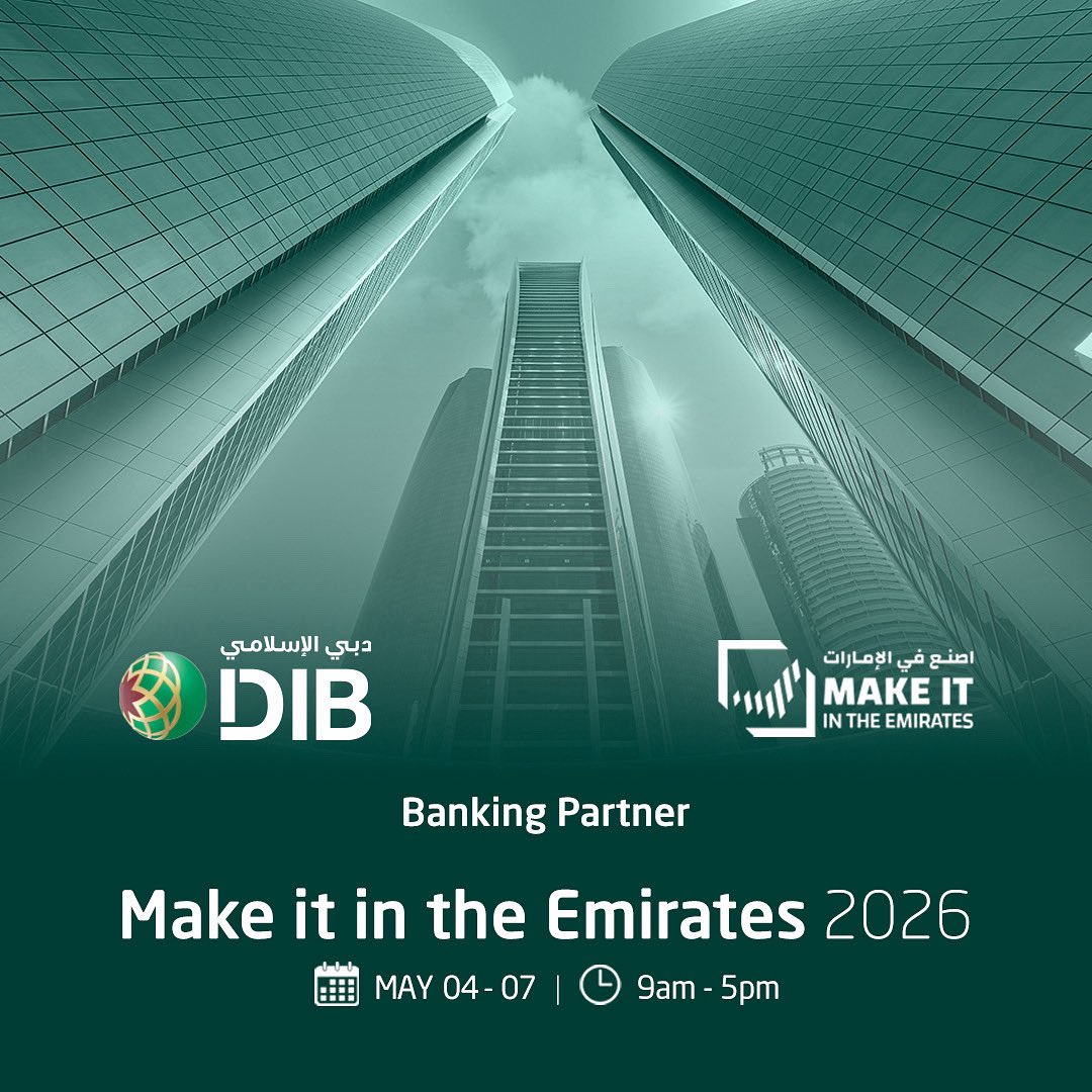DIBtoday's tweet photo. We are proud to be the Exclusive Banking Partner of Make it in the Emirates 2026 taking place at ADNEC Abu Dhabi.
 
As the UAE accelerates its industrial transformation, DIB is supporting businesses with Shariah‑compliant financial solutions that enable investment, drive growth, and strengthen the real economy.
Join us 4–7 May, from 9:00 AM to 5:00 PM at Hall 6, where our Commercial Banking and Sustainability experts will be on hand to support your business ambitions.
From tailored financing solutions to dedicated event offerings, we help businesses scale with confidence and unlock new opportunities—emerging stronger at every stage.
 
Visit our stand to connect with the team, and follow us for updates throughout the event.
 
#DIB #MakeItInTheEmirates #Operation300Bn