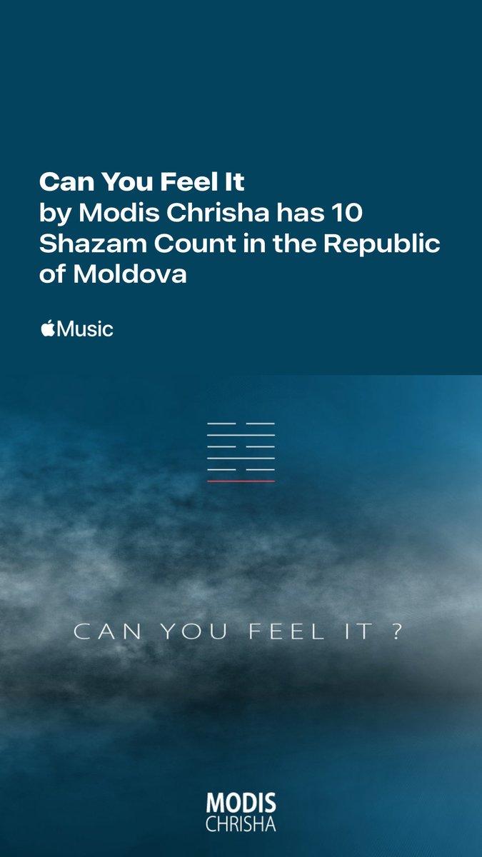 ChrishaModis's tweet image. Thanks for listening to my track " Can you feel it" in the Republic of Moldova.

Listen now: music.lnk.to/syyYEc

@AppleMusic #SaturdayMotivation #SaturdayMorning #SaturdayVibes #Moldova
