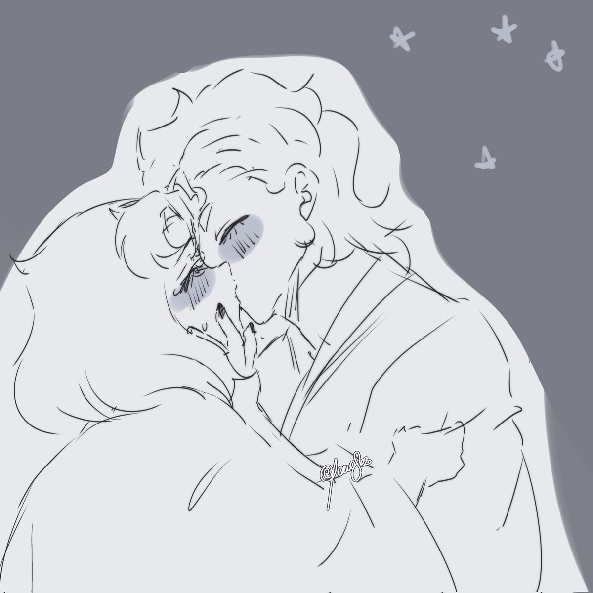just two lesbians kissing under the moonlight [lazy draw]