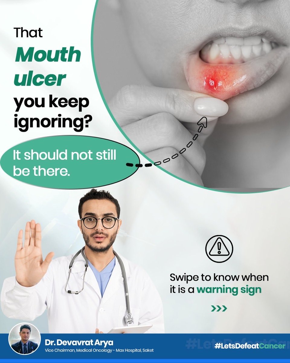 devavrat_arya's tweet photo. Most mouth ulcers heal in 2–3 weeks. If they persist, recur, or bleed, they need evaluation. Early detection matters.

#OralCancer #CancerAwareness https://t.co/QZWvuPr9IL