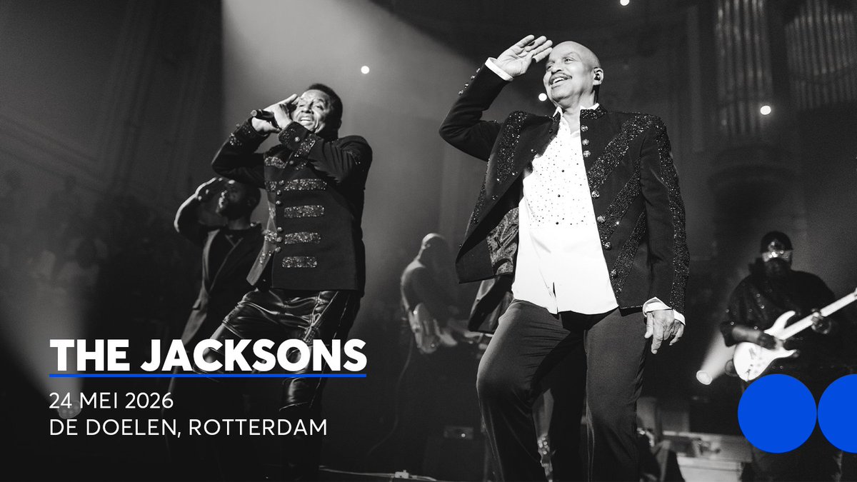 Ticketmaster_NL's tweet photo. 🕺 @Jacksons komen terug naar Nederland! De iconische groep brengt hun show vol discoklassiekers, R&B-grooves en betoverende funk naar de Doelen. Samen met originele leden Jackie en Marlon Jackson belooft dit een avond te worden met tijdloze klassiekers.

📆 24 mei 2026
📍 De Doelen, Rotterdam
🎫 Tickets zijn nu te koop via Ticketmaster https://t.co/kgqQMvXCyA