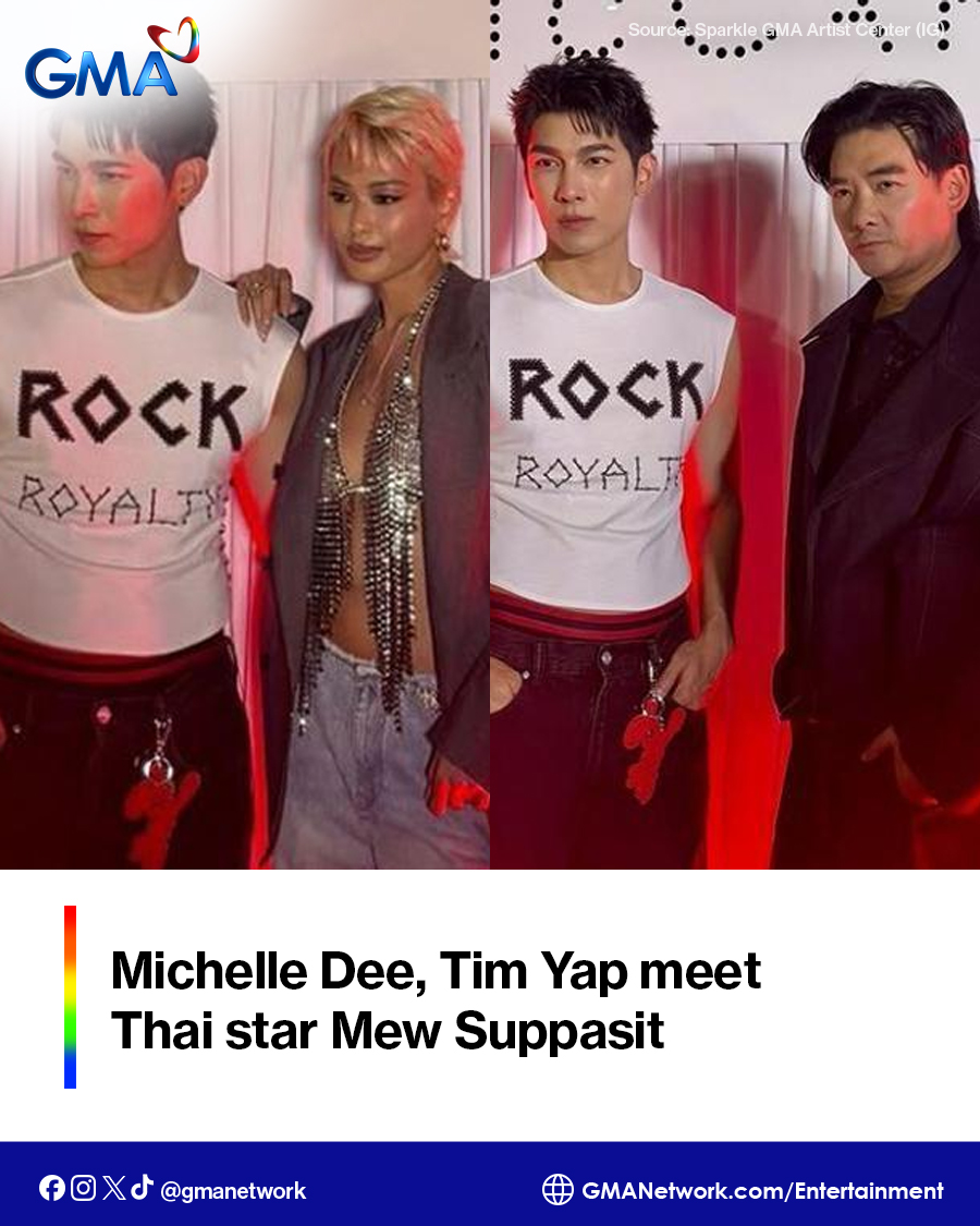 gmanetwork's tweet image. Pinoy fans of Thai superstar Mew Suppasit are ecstatic as the Boys Love (BL) actor is in the country for the launch H&amp;amp;M's in collaboration with British designer Stella McCartney.

During the launch, some Sparkle talents, led by beauty queen Michelle Dee and Tim Yap got the chance