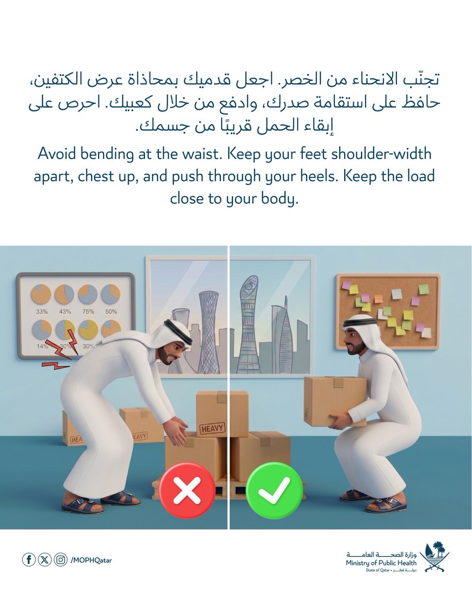 MOPHQatar's tweet image. بيئة العمل الآمنة مسؤولية الجميع
معاً نحو أماكن عمل أكثر أماناً، ومستقبل أكثر صحة

#سلامتك_أولاً
#اليوم_العالمي_للصحة_والسلامة_في_أماكن_العمل

Workplace safety is everyone’s responsibility
Together towards safer workplaces and a healthier future

#SafetyFirst
#WorldWHSDay2026