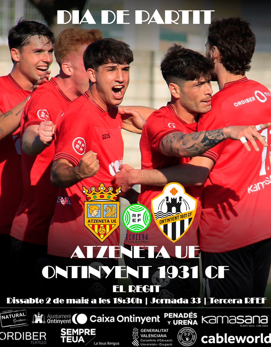 ontinyent1931cf's tweet photo. 📷 #Diadepartit | A pel derbi!

⚽ Atzeneta UE - Ontinyent 1931 CF 

⌚ Dissabte 2 de maig a les 18:30h

🏟️ El Regit https://t.co/prjsr7iUsF