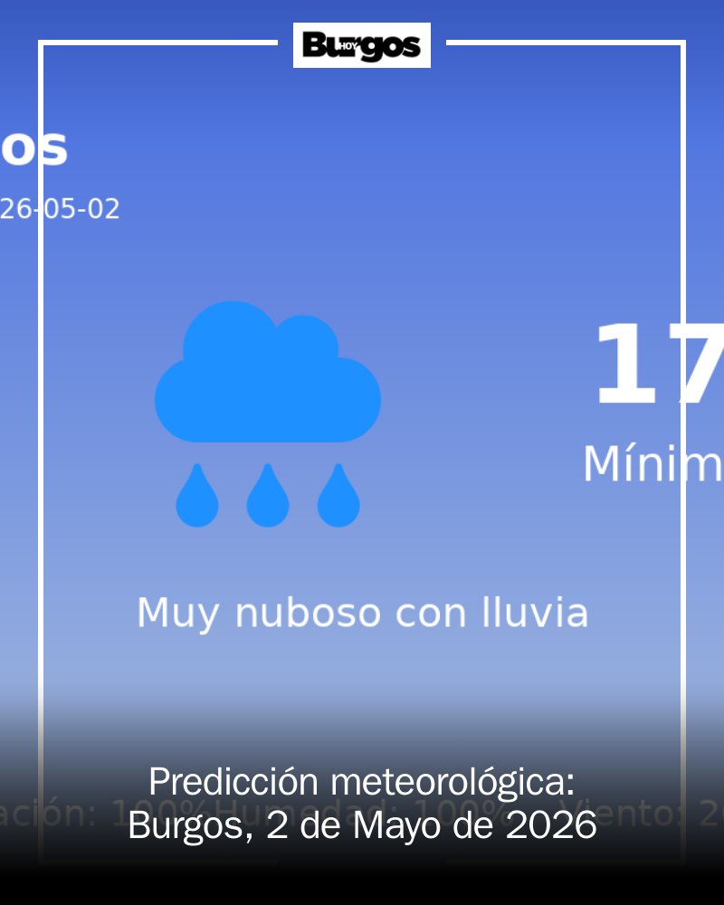 BurgosEdOn's tweet image. 🌧️ ¡Burgos se prepara para un día de lluvia! El 2 de mayo espera un 100% de probabilidades de precipitaciones. ¡No olvides tu paraguas y abrígate bien! ☔️ #Burgos #Clima mrf.lu/F-Nn