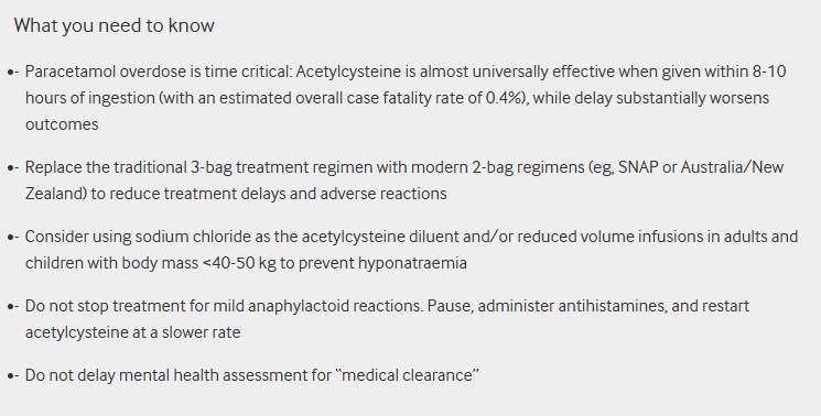 bmj_latest's tweet image. Paracetamol overdose is time critical. 

What are the clinical presentations of paracetamol toxicity, who is at the greatest risk, and how should it be managed? #MedEd
bmj.com/content/393/bm…