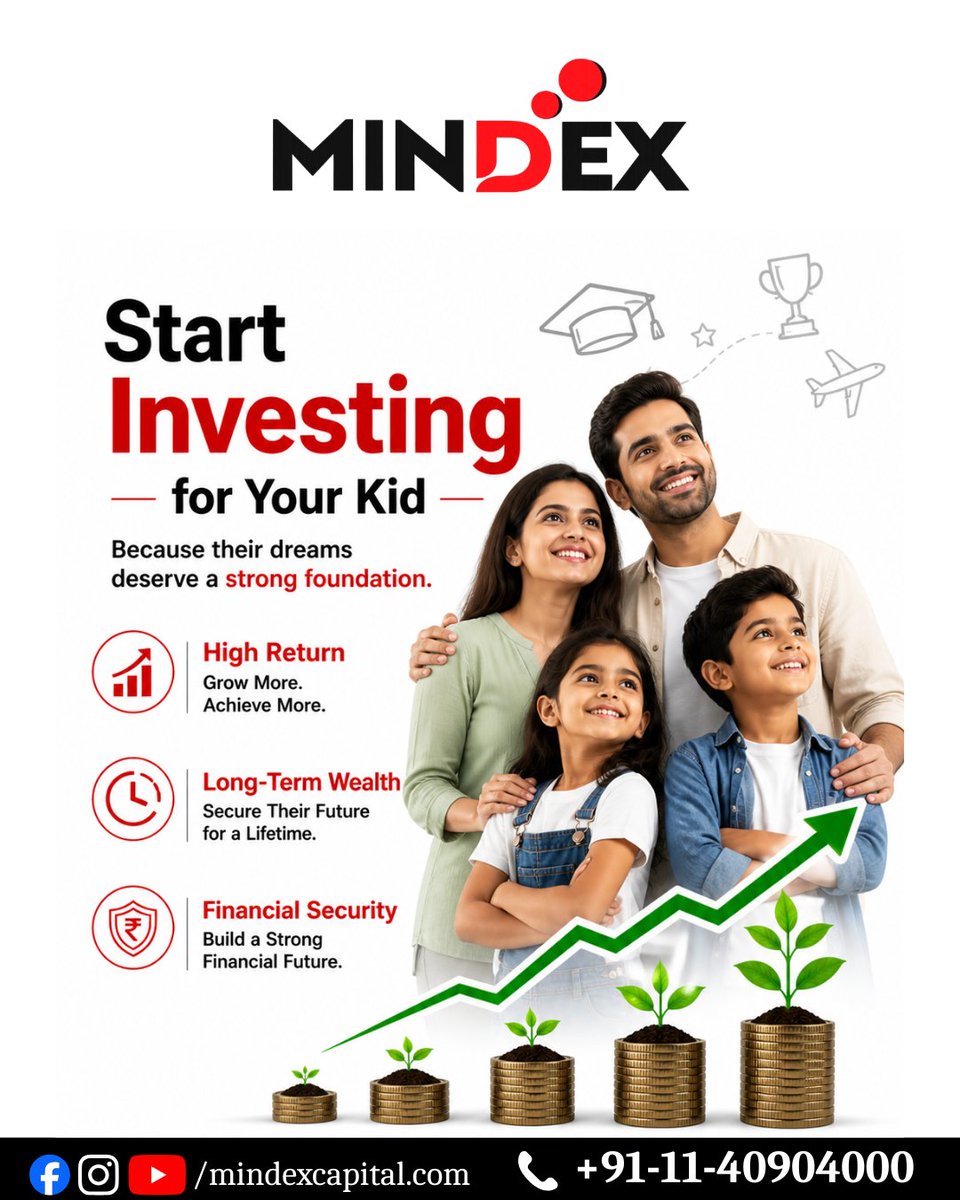 mindexcapital's tweet photo. Your child’s dreams deserve more than savings—they deserve smart investing.

Start today for a future of freedom &amp; security.

High Returns | Long-Term Wealth | Financial Security
Don’t wait—invest now.

#InvestForKids #SmartInvesting #WealthCreation  #MindexCapital https://t.co/NgFmtcFKn3
