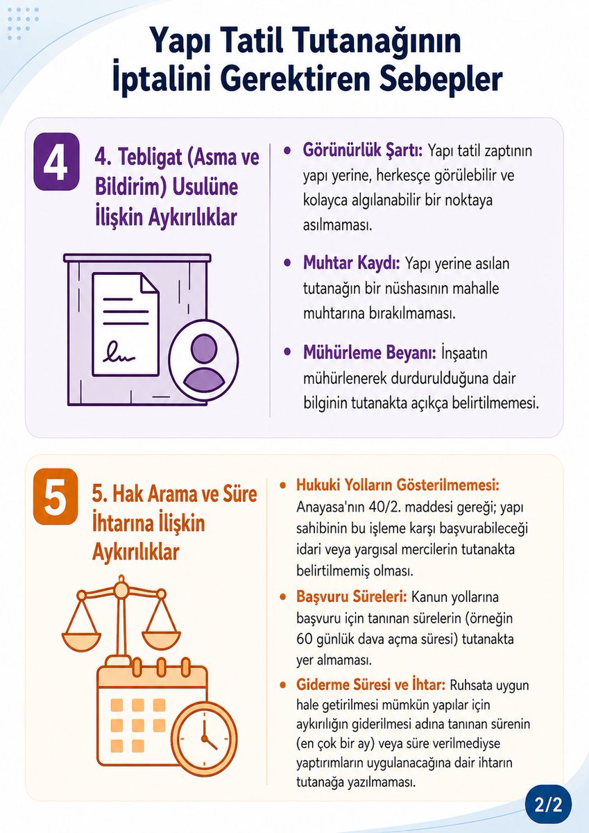 zekaisuni's tweet photo. İmar mevzuatına, ruhsata ve/veya projeye aykırılık nedeniyle idare tarafından düzenlenen yapı tatil tutanağını hukuka aykırı kılan nedenler 🧵 (1/2) https://t.co/CvNebboywl