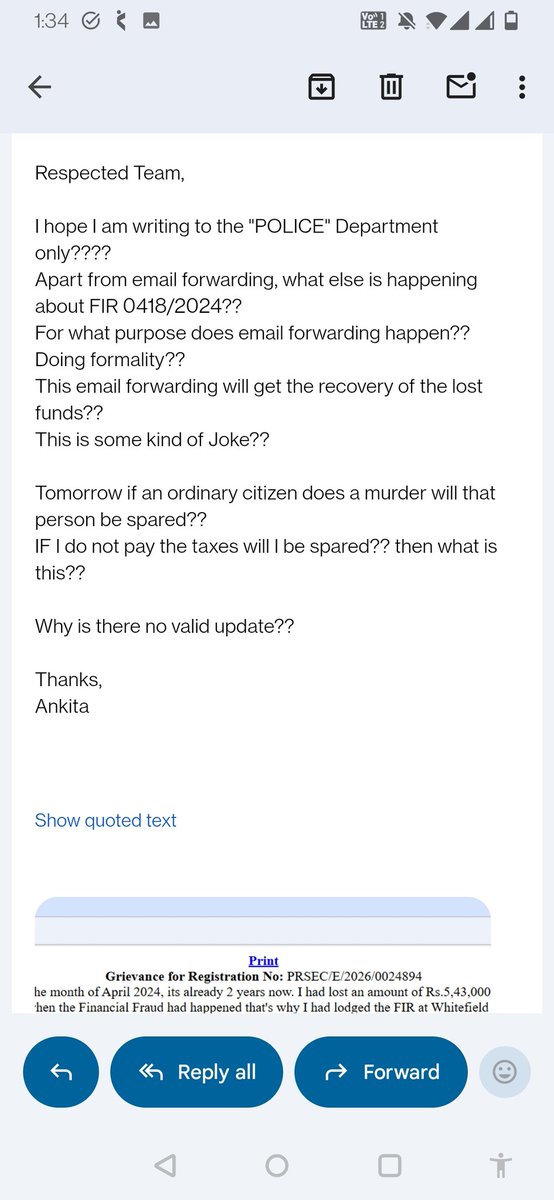 GoExotic247's tweet photo. @CENPSwhitefield @dcpwhitefield @DgpKarnataka Kindly help me with valid update, it's already 2 years, what is happening?? Why no update whether I call police station or send email? https://t.co/82Y0bNicx2