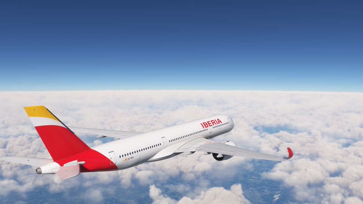 VirtualpilotE's tweet photo. IBE03TM Madrid-Miami, salimos de una lluviosa Madrid con un tiempo estimado de ruta de 08:55hm. Hoy volamos más al norte de lo habitual, para aprovechar mejor los vientos en el atlántico. https://t.co/3WCat93rFK