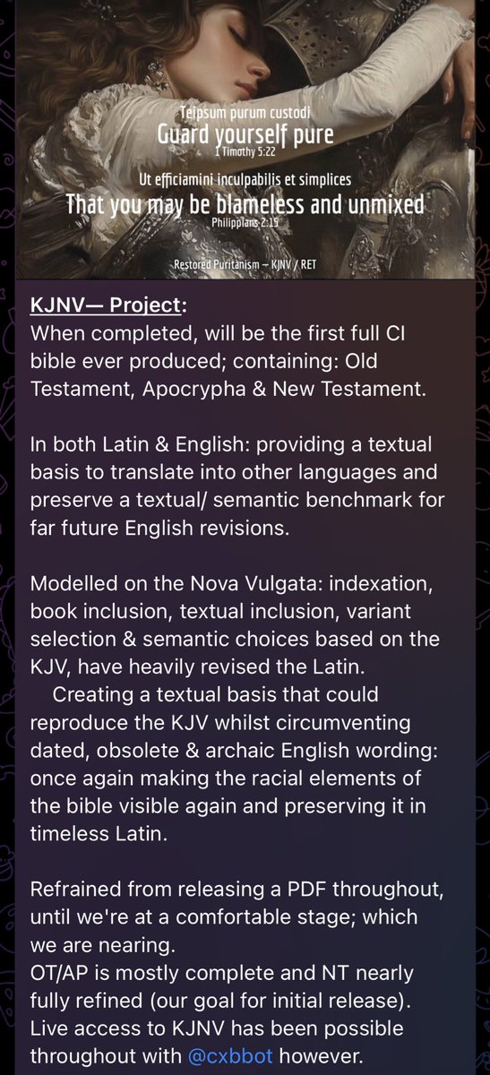 FaithAndFolk's tweet photo. @ChristusJugend @ben14dover88v4 There's currently a CI bible project based on the Vulgate, which is nearing completion. When done, it will be the first full CI bible ever produced (OT+AP+NT). https://t.co/USJXgaHR20
