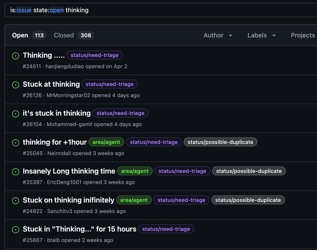 JasonBoy7's tweet photo. Hi @geminicli , can you please fix this thinking-forever issue? at least give some workaround, it's really annoying for wasting lots of time waiting #geminicli https://t.co/B8rw65nGXh