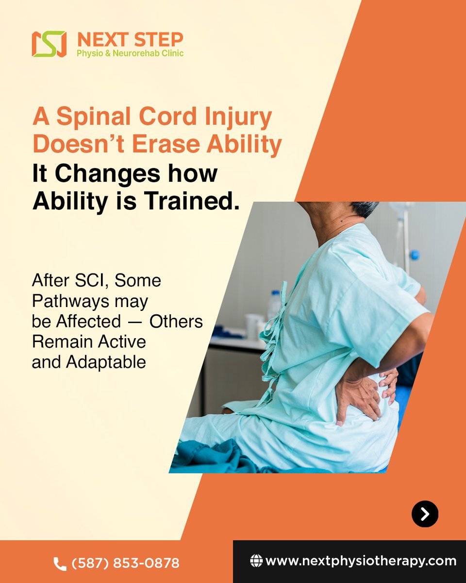 NextStepNeuro's tweet image. Ability after spinal cord injury can still grow. 
SCI physiotherapy builds strength, stability, endurance, and function by training preserved pathways for better movement. Start your recovery today. 
#Physiotherapy #Rehab #Recovery #chronicpain #health #fitnesstips