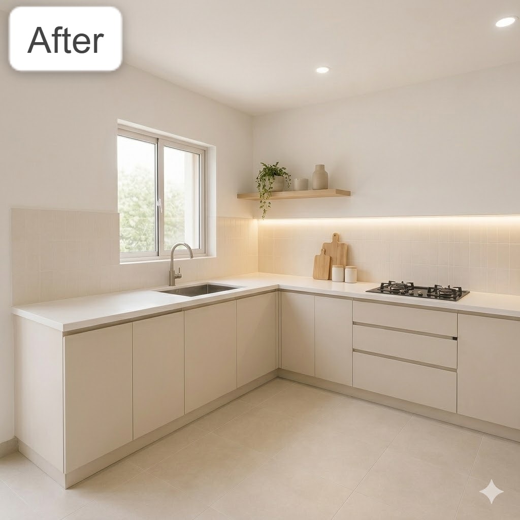 DhaPainting's tweet image. Swipe to see the magic 👀➡️
Old, worn-out kitchen turned into a bright, modern space!
That’s the DHA Painting difference.
Ready for your own transformation? 🎨
#BeforeAndAfter #KitchenRenovation #DHAPainting #Makeover #FreshLook