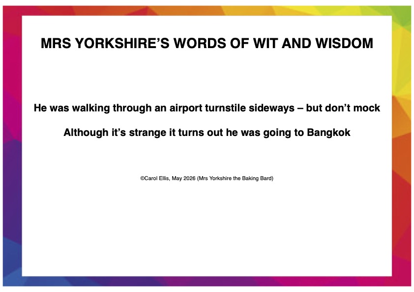YorksBakingBard's tweet image. Ooer, it's Saucy Saturday! 😂😂 #bangkok #SaucySaturday #Comedy #joke #poem #puns #poetry