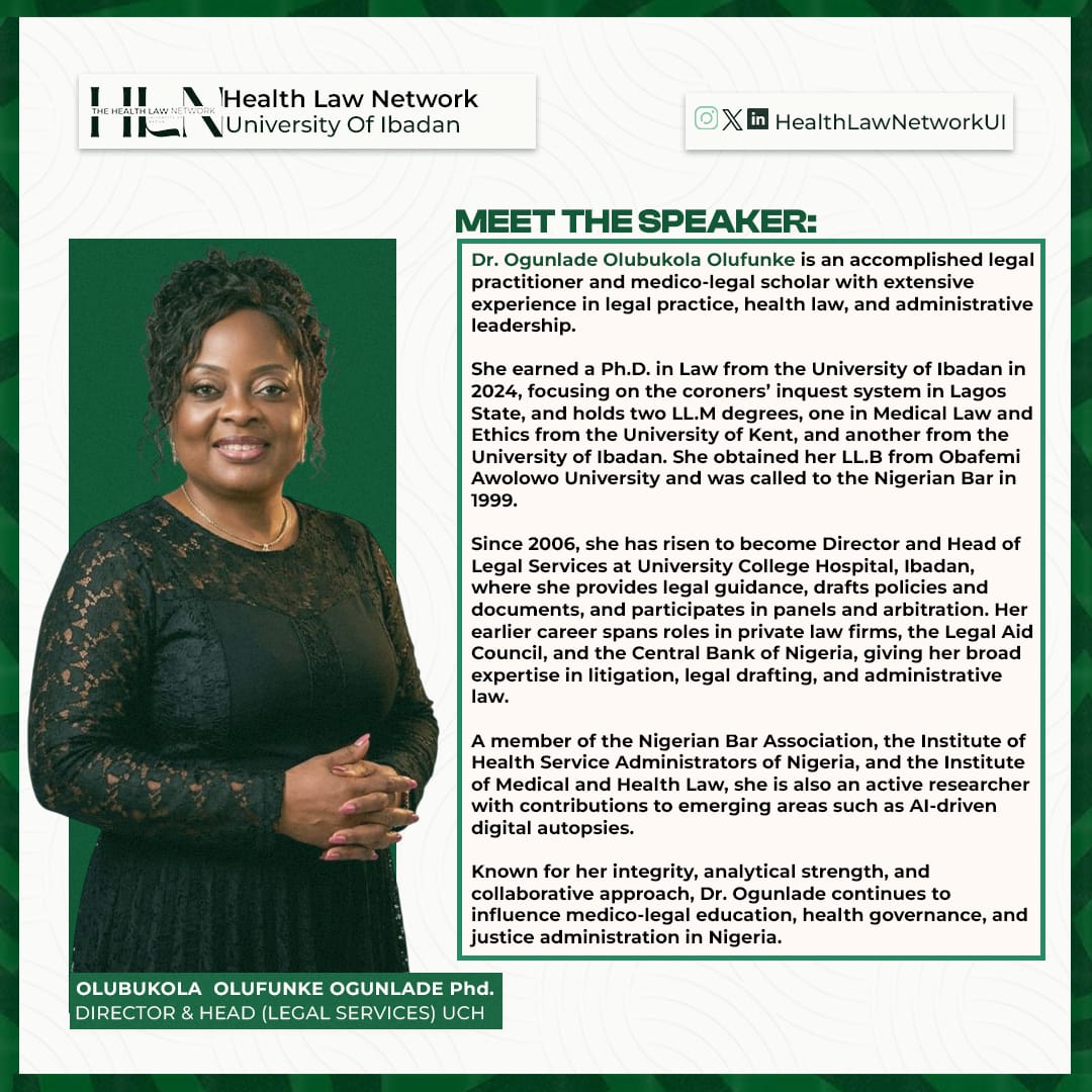 HLN_UI's tweet photo. Unveiling The Speaker!🤭✨

At the HLN UI Induction Ceremony, we are not just gathering, we are sitting under the tutelage of excellence.🥳🤭🤌🏾

Dr. Olubukola Olufunke Ogunlade is not merely a speaker, she is a force in this field.

#healthlawnetwork
#induction
#fypシ゚ https://t.co/CCkjGXhmR5