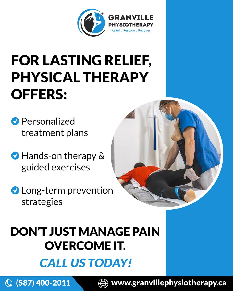 granville_yeg's tweet image. Back pain or sciatica slowing you down? 
Try this: move often, strengthen your core, and lift with proper posture. For lasting relief, physiotherapy treats the root cause—not just symptoms. Book today.
#BackPain #Sciatica #Physiotherapy #PainRelief #chronicpain #healthcare