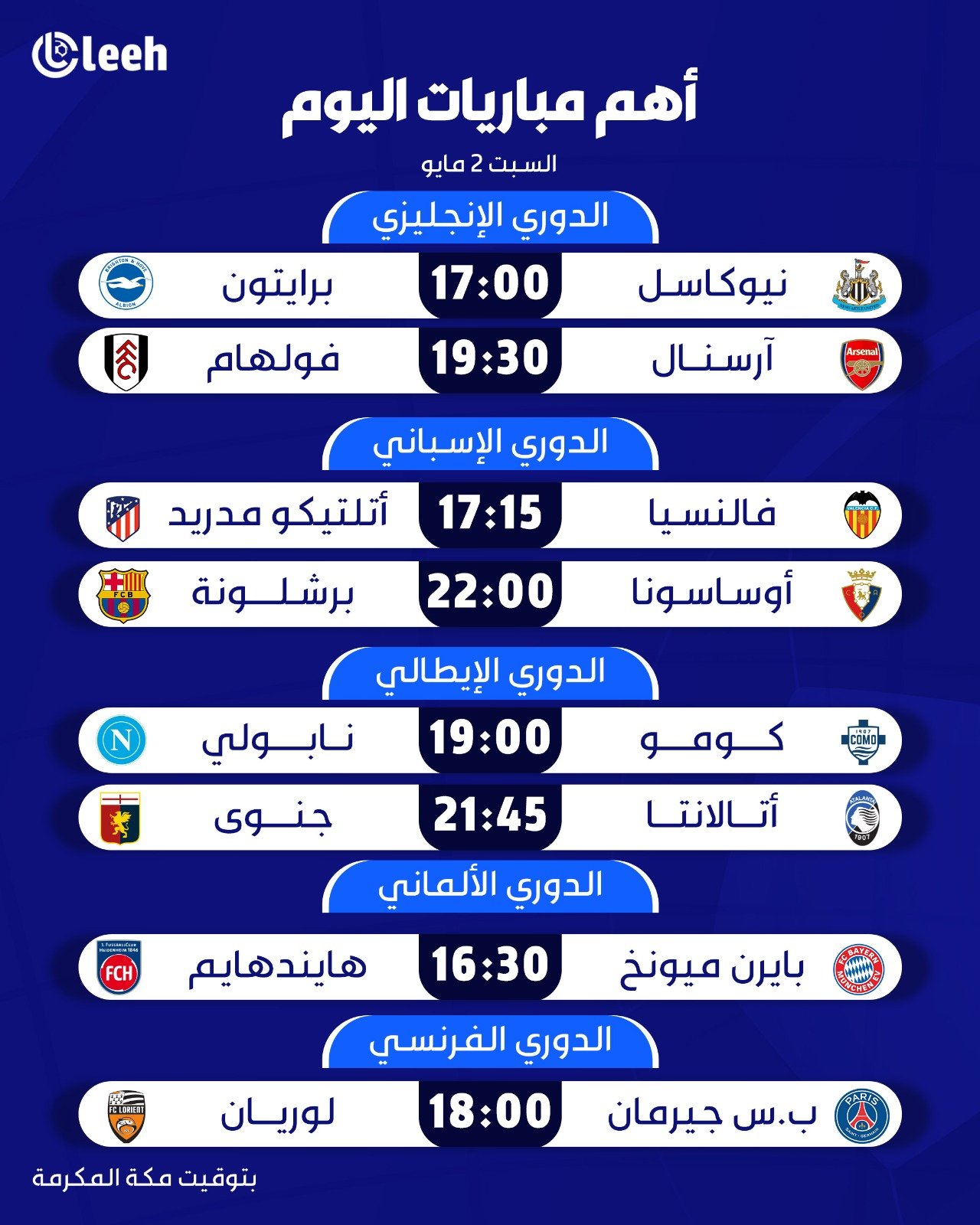 أهم مباريات اليوم. ليلة كروية منتظرة في أبرز الدوريات الأوروبية 