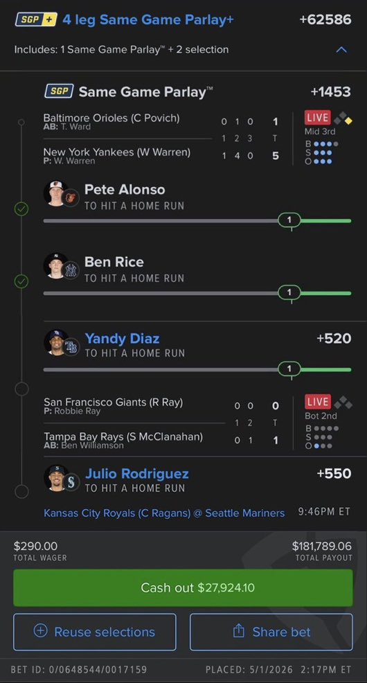 rileyduckm37495's tweet image. almost pulled out—but i stayed in

just woke up; hope I don’t regret!!

Did Julio! Did heeeeee?🙏

t.me/discordgg7Tf2u…

#GamblingX #PrizePicks #Fanduel