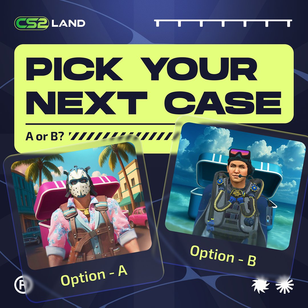 cs2land's tweet photo. You’re opening ONE case today.

Which one: A or B?

Drop your pick — we’ll tell you the best route after it 👇 https://t.co/D7DVj9FWzv