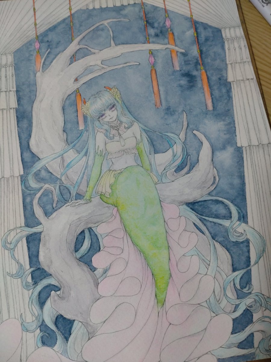 proto0525's tweet image. #WIP 　#水彩
一旦ここまで(´・ω・`)
夕飯の準備💡今日は魚🐟️