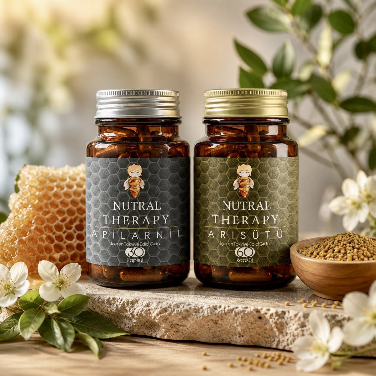 nutraltherapy's tweet photo. Doğanın en özel arı ürünleri, Nutral Therapy kalitesiyle günlük rutininize eşlik ediyor. ✨

Apilarnil ve Arı Sütü kapsülleri; sade içerik yaklaşımı, özenli üretim anlayışı ve arı ürünlerine duyduğumuz tutkuyla hazırlandı. https://t.co/Tq7hwvfWyu
