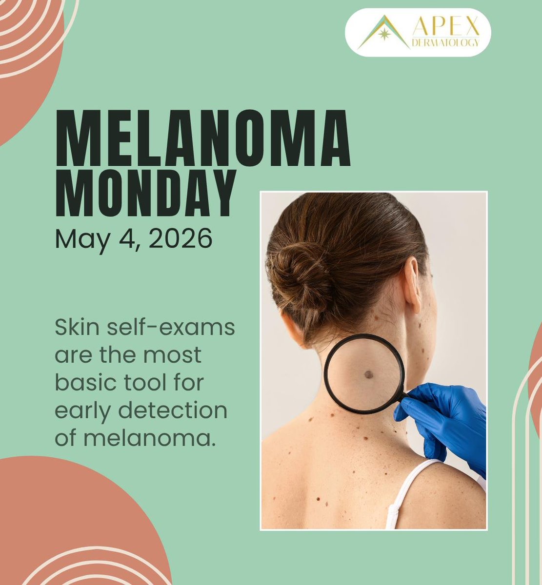 apex_derm's tweet photo. 1 in 5 Americans can develop skin cancer during their lifetime. Good sun habits &amp; skin self-exams are crucial for protection &amp; early detection of melanoma. Book your annual skin check with your dermatology clinic &amp; make a spot-check appointment for any concerns on your self-exam https://t.co/gN6nSGIJCl
