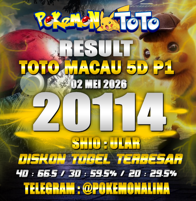datatogelwla's tweet photo. RESULT TOTO MACAU 5D P1
SABTU, 02 MEI 2026
Result : 2 0 1 1 4 
Shio   : ULAR
TELEGRAM : @Pokemonalina
#keluarantotomacaup5pools #togetotomacaup5pools #daftarpokemontoto #CatForCash #ritualanakmuda https://t.co/2581BZUloM