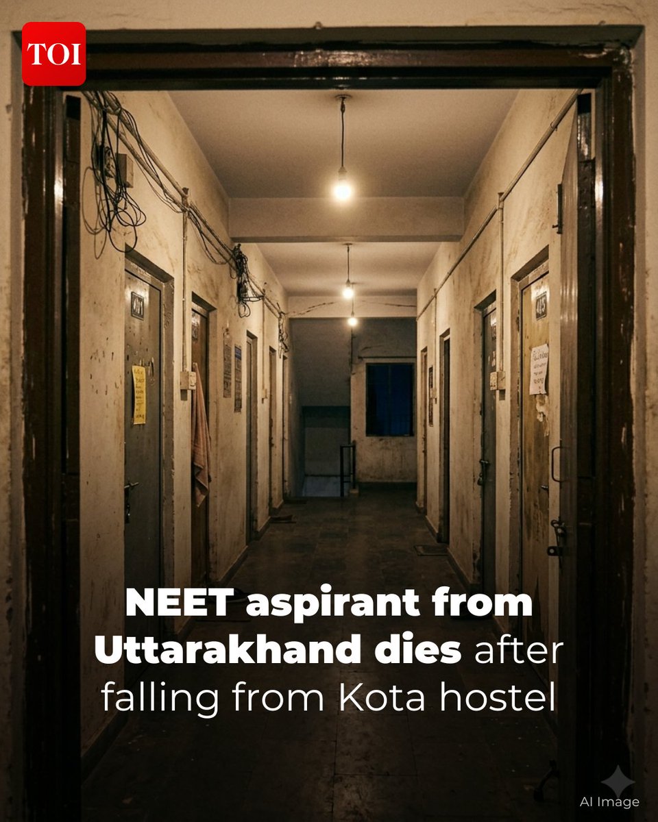 timesofindia's tweet image. A 20-year-old #NEET aspirant from #Uttarakhand died after allegedly falling from the fourth floor of his hostel in #Kota, police said. The student had been preparing for the #NEET at a coaching institute in Kota for the past two years, police said.

Read here