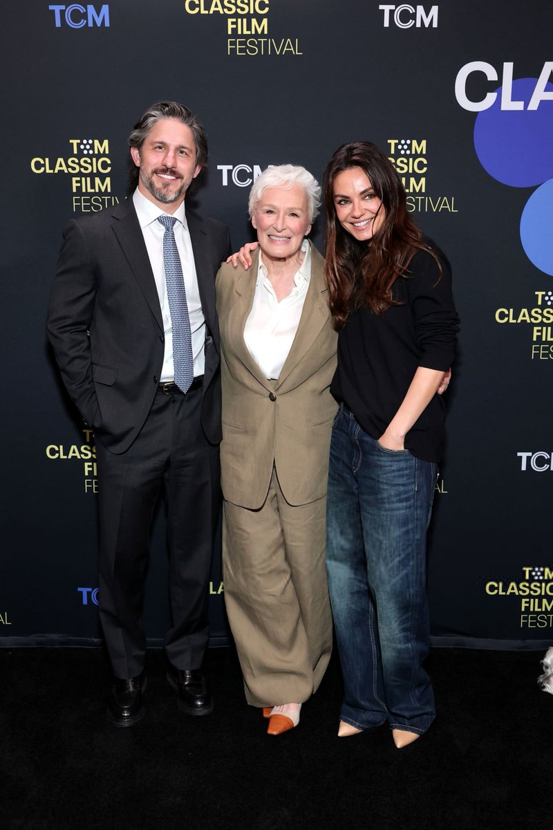 MilaUpdate's tweet photo. Franklin Latt, Glenn Close and Mila Kunis are seen as TCM honors Glenn Close during her Hand and Footprint Ceremony at TCL Chinese Theatre on May 01 https://t.co/7qxcu1FlS9