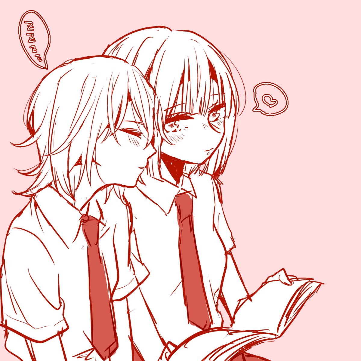「「ふぁ〜すごい寝ちゃった〜。あれ?お姉ちゃん、本全然進んでないよ、読めなかった?」|櫻田 円のイラスト