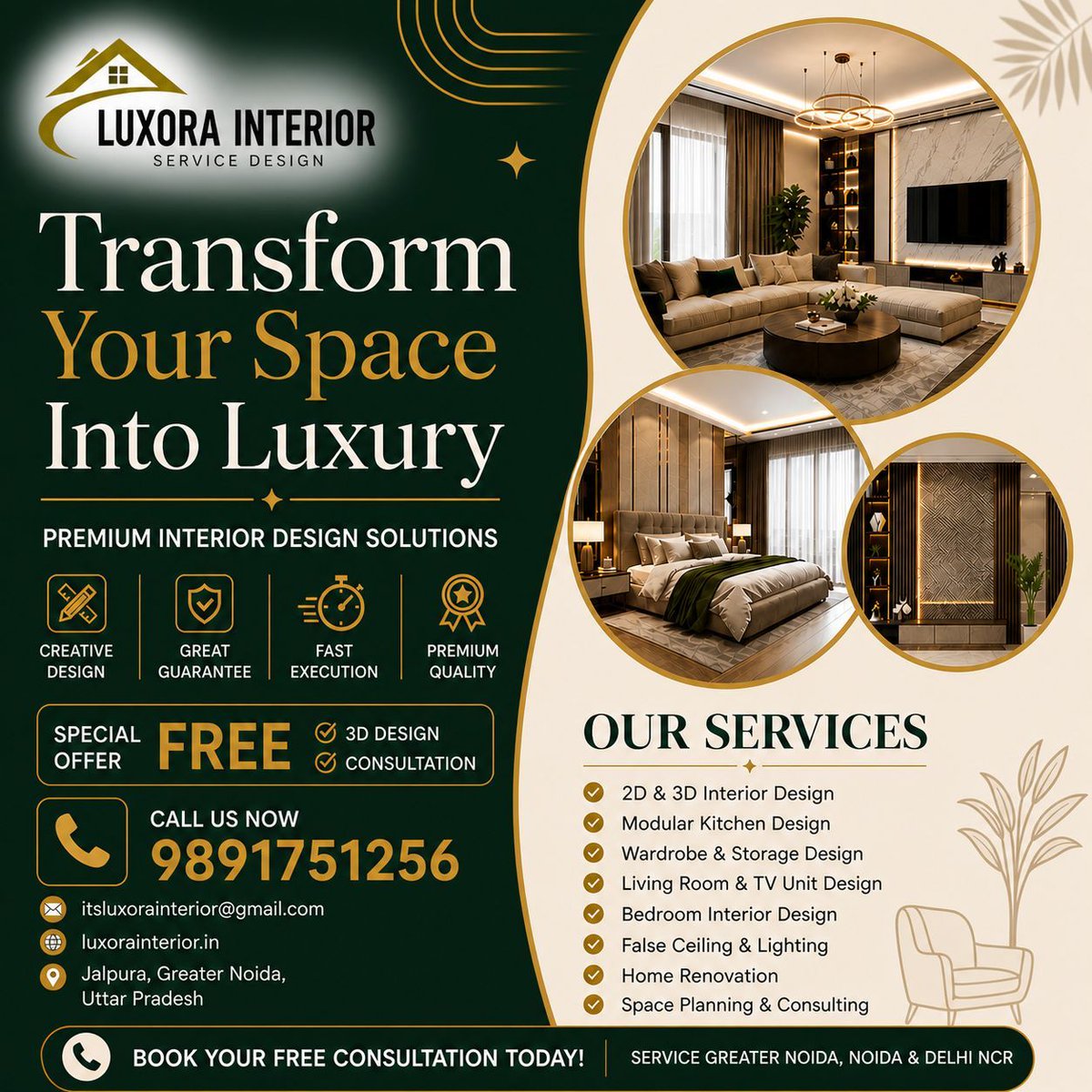 itsluxorainter's tweet image. Transform your space into luxury ✨

Premium interior design for modern homes
🎁 Free 3D Design + Consultation

📞 9891751256
📍 Noida | Greater Noida

#InteriorDesign #LuxuryLiving #HomeDecor