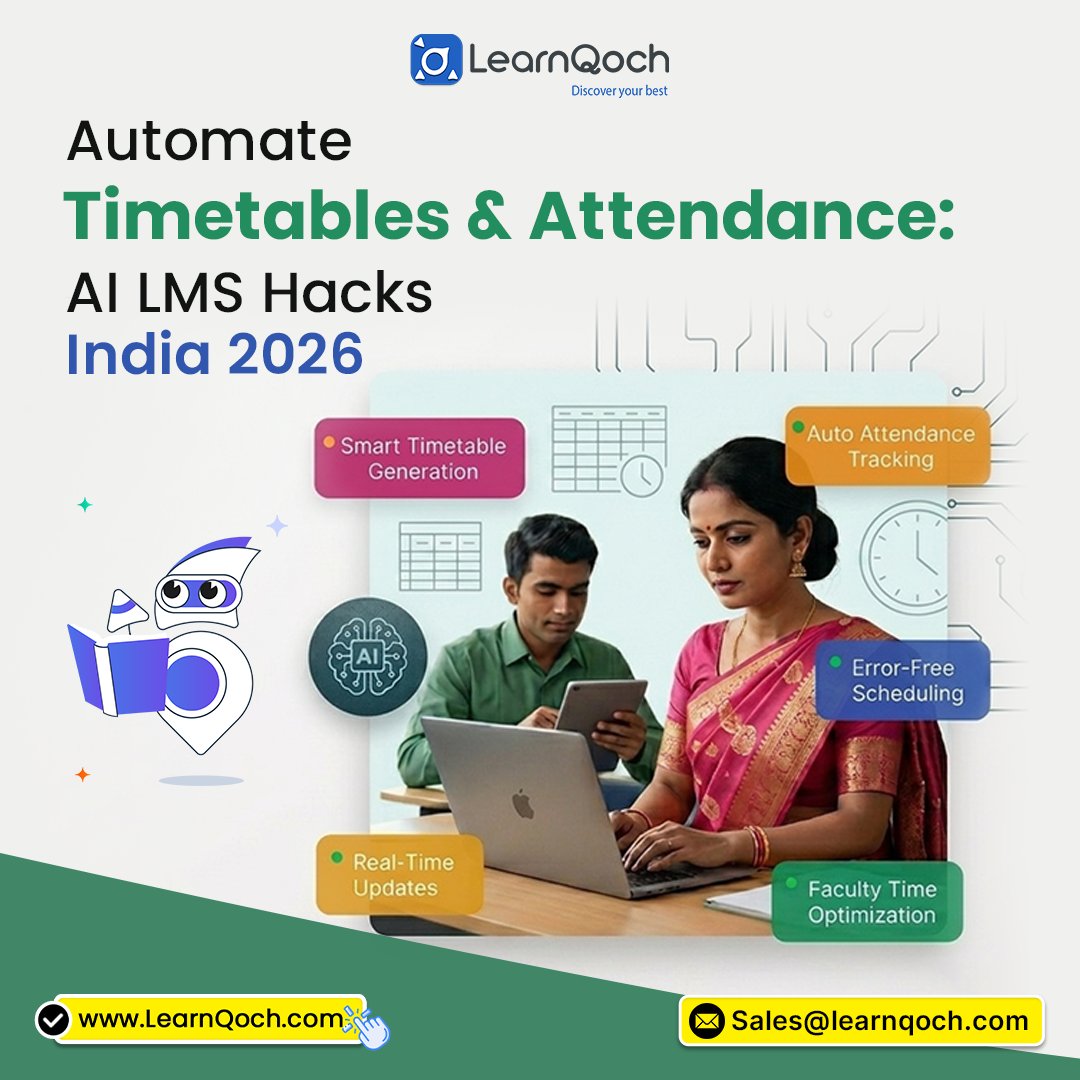 LearnQoch's tweet photo. Automate Timetables &amp; Attendance with AI LMS!
✔️ Smart Timetable Generation
✔️ Auto Attendance Tracking
✔️ Error-Free Scheduling
✔️ Faculty Optimization
Upgrade your institution with smarter, faster, and more accurate systems.
🔗 https://t.co/4jr304prbp
🌐 https://t.co/mY9PwJ41WW https://t.co/jTUtSNL1x1