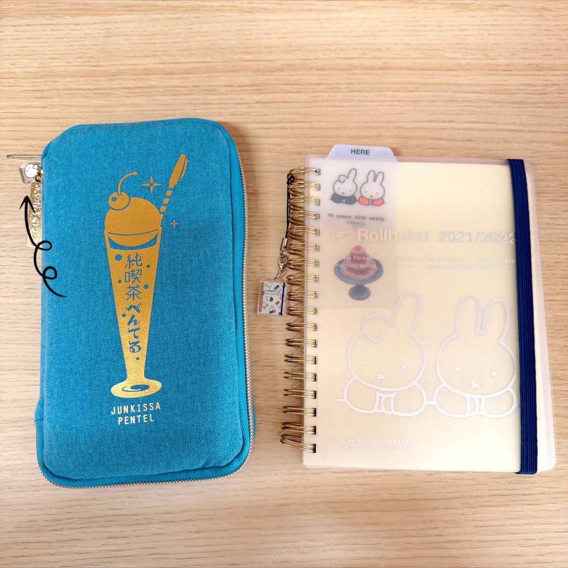 仕事用のロルバーンにミッフィー展で買ったもの達をやーっとつけれた