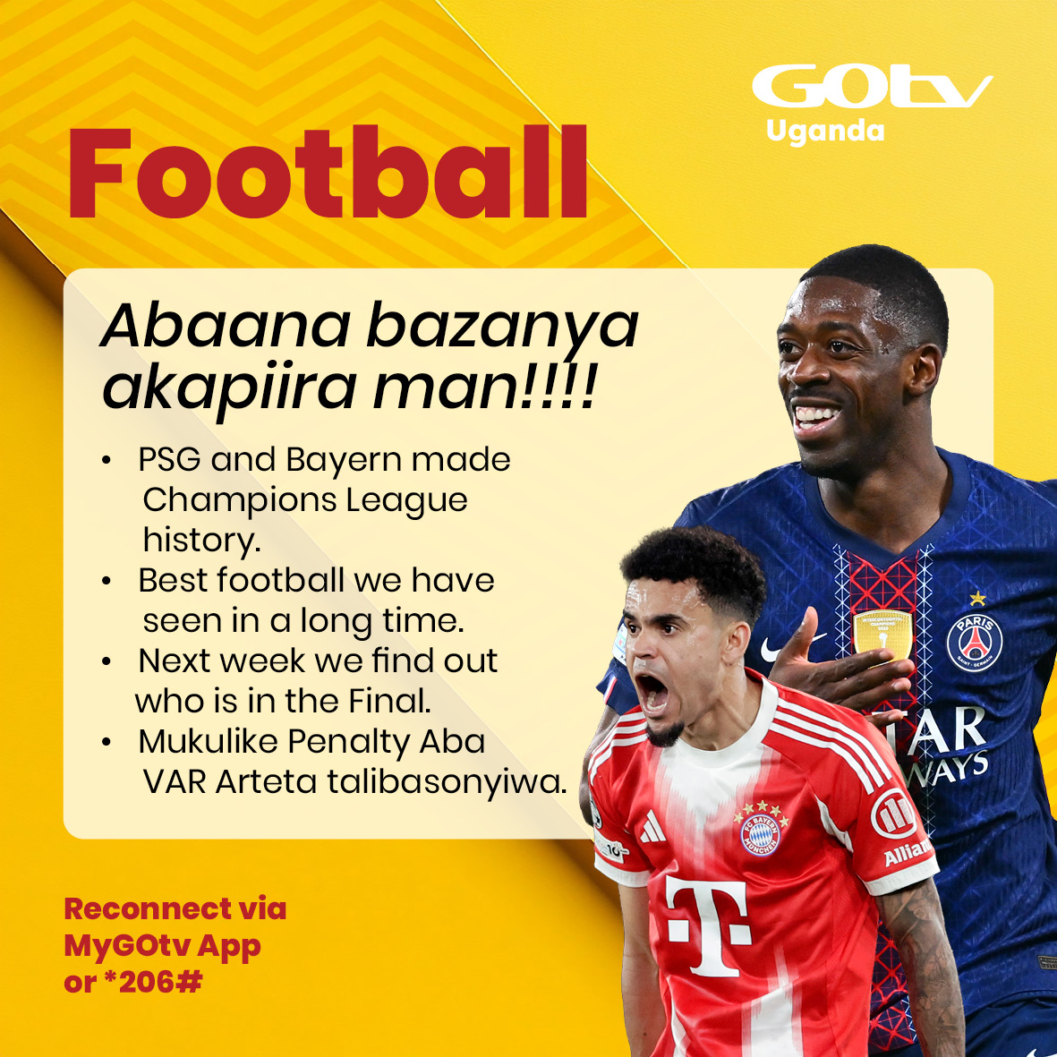 GOtvUganda's tweet image. Have a fun weekend ba dear. Tewali kwekwasa.🤩
Subscribe to #KaWeekie using the #MyGOtvApp or dial *206# to enjoy non stop content.
#Loveit