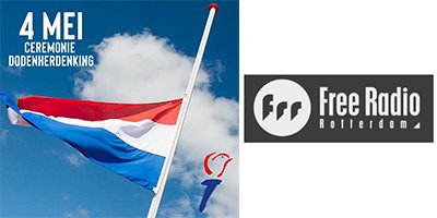 FreeRadioRdam's tweet photo. Op 4 mei herdenkt Nederland om 20:00 uur met twee minuten stilte de slachtoffers van de Tweede Wereldoorlog en oorlogssituaties nadien.
Ook is het bij Free Radio Rotterdam 2 minuten stil. https://t.co/bZ7BpUMyr8