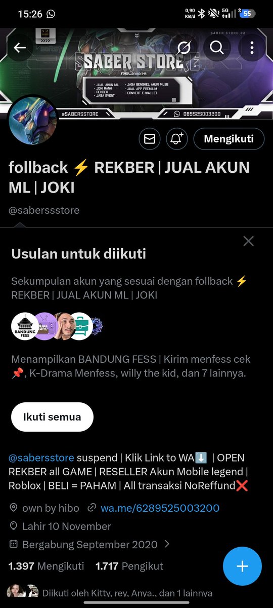 WaiserDez's tweet photo. halo gais jual akun di sini aman nda ya sama kalau boleh tau rekbernya juga @saberssstore https://t.co/wQ4AkpYNXz