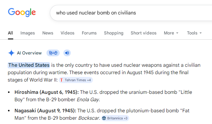 mehdi_hussain13's tweet image. The United States is the only #country to have used nuclear weapons against a civilian population.
