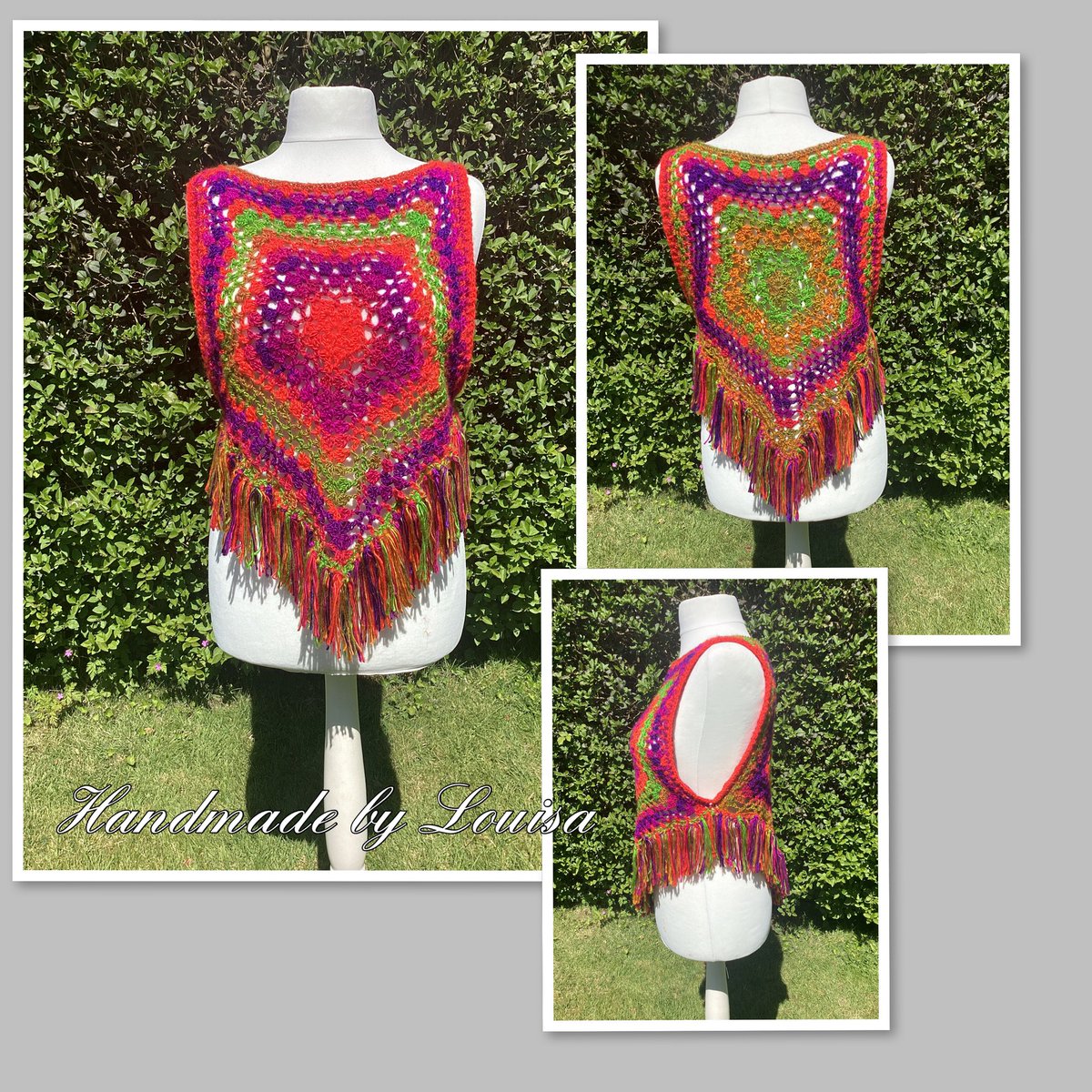 by_louisa's tweet image. Who’s up for a party or festival? Well don’t go without your new rainbow top 🌈 this one is ready to go, others can be made to order
Length 23 inches /59 cm. Width will fit up to a 40 inch / 51cm chest.
£45 including U.K. p&amp;amp;p
#festival #party #rainbow #crochet #fashion