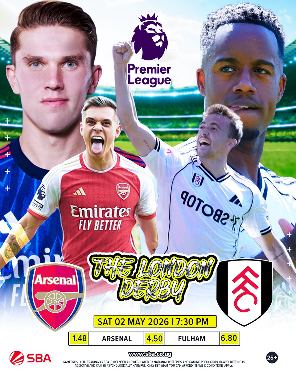 SBA_Uganda's tweet image. 🔥 PREMIER LEAGUE TONIGHT! 🔥

Another exciting clash in the Premier League! ⚽🔥
⚽ Arsenal vs Fulham

👉 Bet responsibly &amp;amp; enjoy football!
🌐 sba.co.ug
🔞25+ T&amp;amp;Cs apply

#PremierLeague #Arsenal #Fulham #FootballNight #SBA WinBig
bit.ly/47Y5NhA