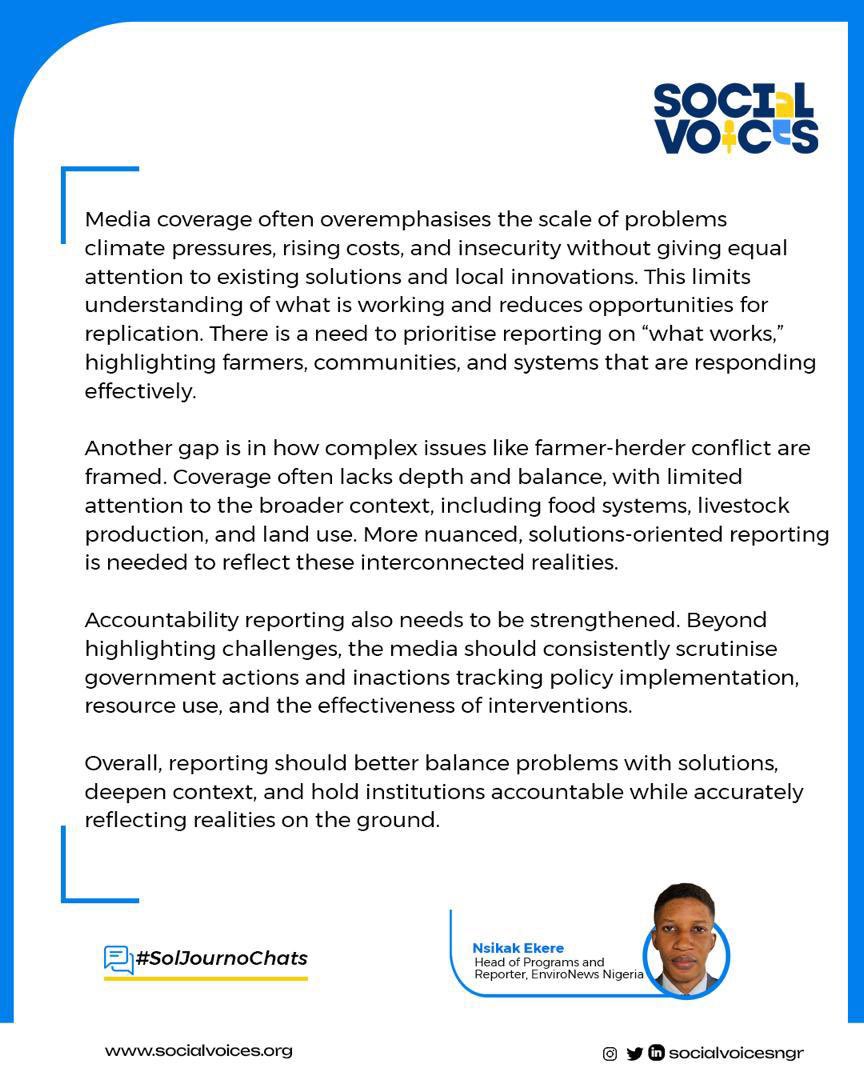 SocialvoicesNGR's tweet photo. Featuring insights from Cobi-Jane Akinrele (@AkeCollective) and Nsikak Ekere (@EkereDo) on what responsible, solutions-driven reporting should look like.

Scroll to read their insights and stay tuned for next weekend on #SolJournoChats https://t.co/KucOqZpfGA