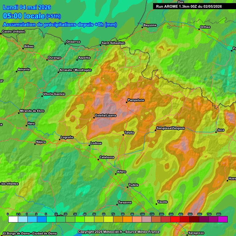 Meteonavarra_'s tweet photo. Buenos días, una Vaguada de lento desplazamiento va ir penentrando sobre el Noroeste peninsular dejando a Navarra en posición delantera durante más de 48h. Las tormentas de esta tarde y mañana van a ser intensas, ojo a los acumulados locales, entre hoy y mañana zonas de >60L ⚠️⛈️ https://t.co/nuNTVoAXx4